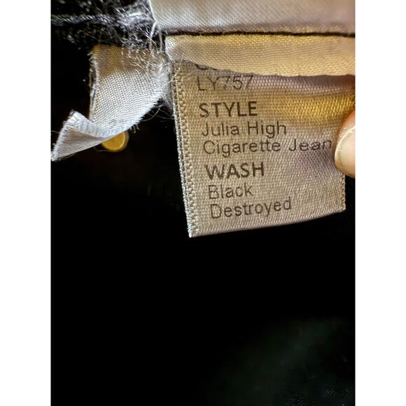 Reformation Julia High Cigarette Jeans, Black Destroyed, Women's Size 27, NWOT - Picture 6 of 6